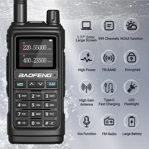 2 Radio Walkie Talkie Baofeng Uv17 Uhf/vhf 1000 Canale Negro Bandas de frecuencia 20.5KHz | 12.5KHz