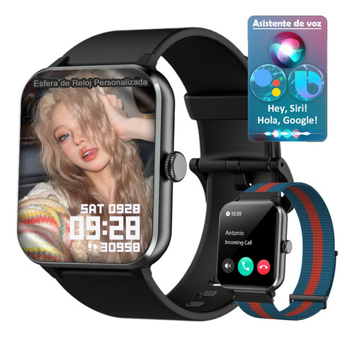 Iowodo Reloj Smartwatch Blackview R50 1.85 Smart Watch Reloj Inteligente Lcd Fitness Bluetooth Color De La Caja Negro