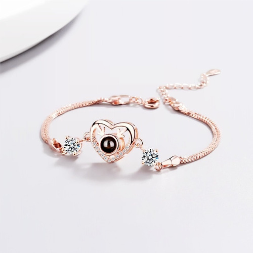 Imagen 3 de 7 de Collar Más Pulsera Dorada Te Amo En 100 Idiomas