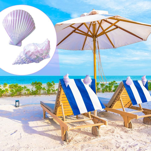 4 Peças De Clipes De Toalha De Praia Galvanizados Shell Conc