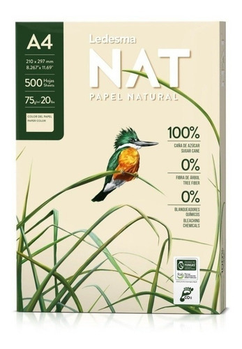 Resma De Papel Natural Ledesma A4 De 75 Grs. X 500 Unidades