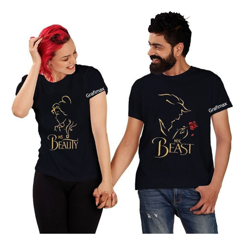 Polera Pareja Novios Duos Bella Y La Bestia Grafimax