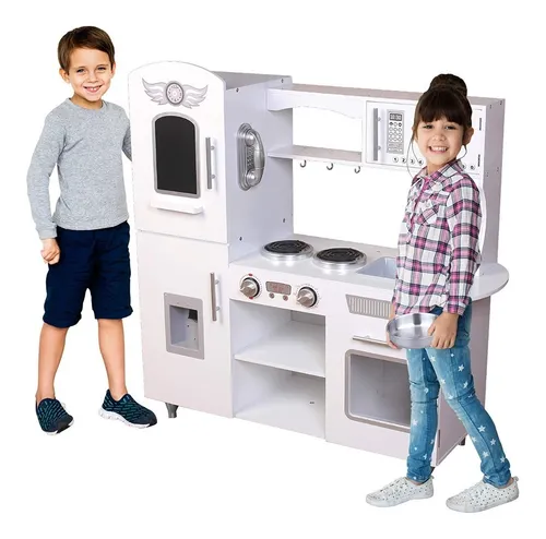 Cocina De Juguete Para Niños Cocinita Con Sonidos Luces Deluxe White Kids  House COCDVW