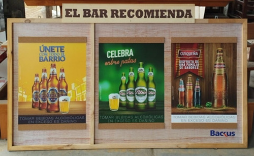 Pizarra Cartelera Con Impresión De Cristal, Pilsen Y Cusqueñ