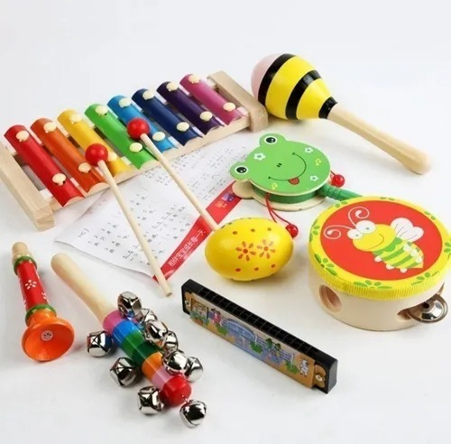 Juguete Didactico Musical En Madera Para Niños Pack X8