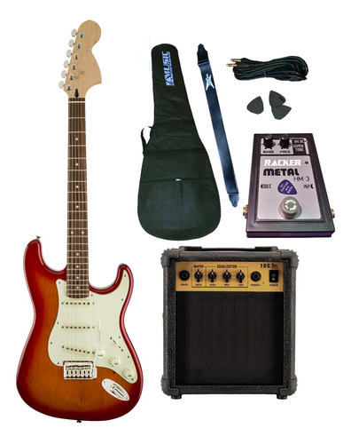 Guitarra Electrica + Funda + Amplificador Crimson + Pedal
