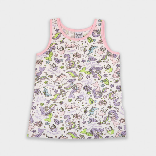 Musculosa Estampado Sirenas - Jersey Elastano Nena Grisino