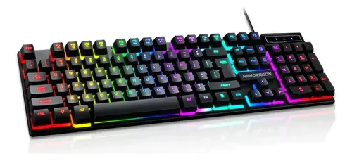 Teclado Gamer Semi Mecânico Newdragon Nd-2086 Rgb Usb Abnt2 Para Pc E Console Preto Português Brasil