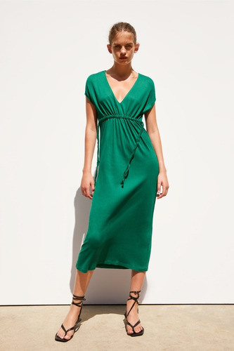 Vestido Z.a.r. Estructura Verde Talle M