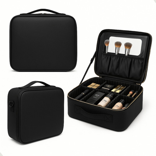 Maleta Bolsa Cosmeticos Maquiagem Com Espelho Led Blogueira