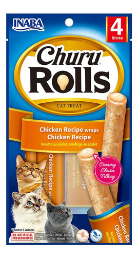 Snack Para Gatos Inaba Churu Cat Rolls Chicken 40gr (4tubos)