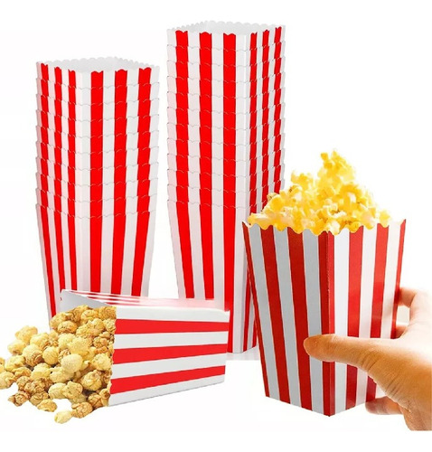 100pz Caja Para Palomitas De Maiz Rayas Tradicionales Comida