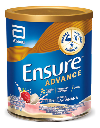 Suplemento en polvo Abbott  Ensure Advance carbohidratos sabor frutilla y banana en lata de 400g