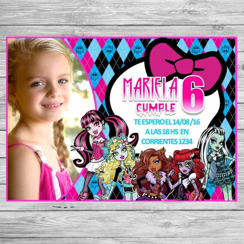 Kit Imprimible Monster High Candy Bar Invitaciones Cotillón