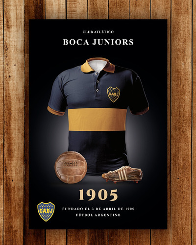 Cuadro Boca Junior Camiseta Vintage - Enmarcado- 34 X 46 Sin Especificar Negro