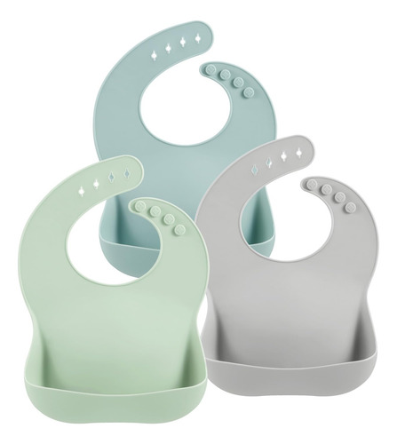 Baberos De Silicona Para Bebé, Paquete De 3 Unisex,