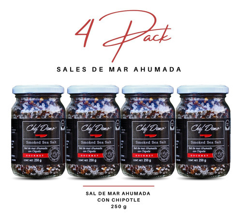 Chef Demo Sal De Mar Ahumada Con Chipotle (kit 4 Frascos)