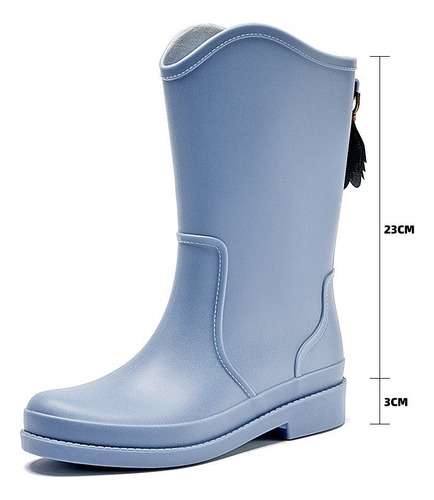 Botas Moda De Lluvia De Mujer Impermeable Con Tacon Bajo