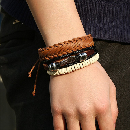 Pulsera De Cuero Con Alas Vintage For Hombre (diy)