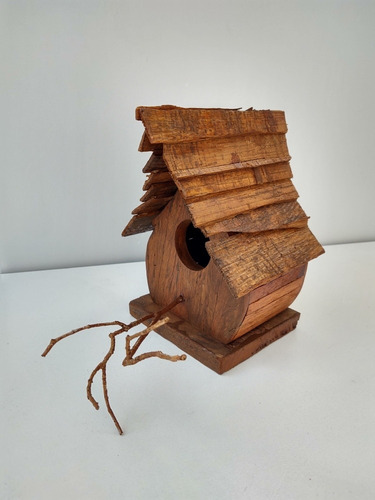 Casinha De Passarinho Rústica Madeira Peroba Rosa Birdhouse