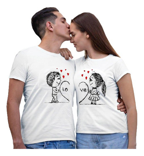 Poleras Duo Con Diseño Pareja Modelo3 Love - Enamorados