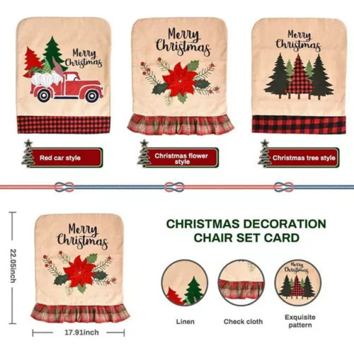 Funda Para Silla De Comedor Con Decoración Navideña De 3 Pie