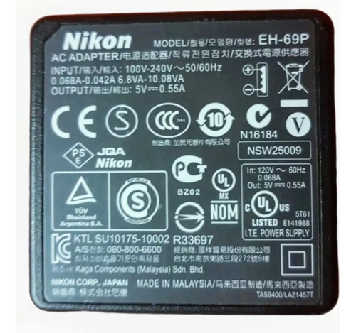 Cargador Nikon Eh 69p Coolpix P310 P510 S8000 S9100 S80 S100