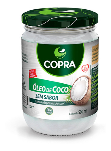 Óleo De Coco Sem Sabor 500ml Vegano - Copra + Brinde 
