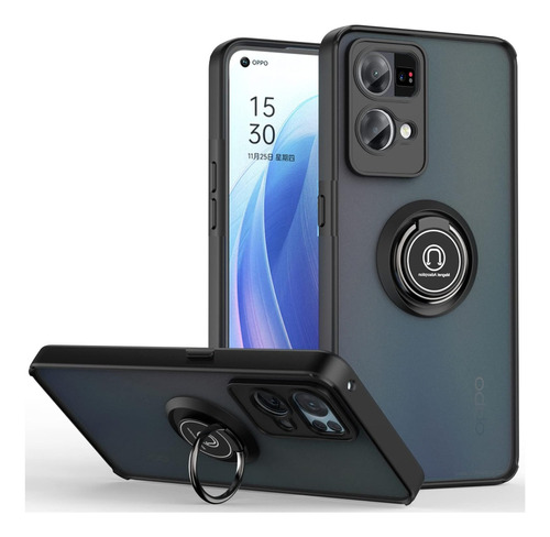 Funda Estuche Mate Con Anillo Compatible Con Oppo Reno 7 4g