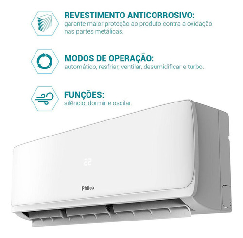 Ar Condicionado Hiwall Philco Inverter Pac18fb 18k Frio Cor Branco