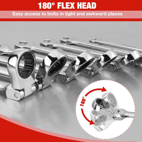 Juego De Llaves Trinquete Combinadas Workpro Cabeza Flexi...