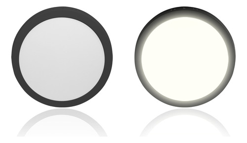 Kit 2 Painel Led 18w Lys Redondo Sobrepor Preto