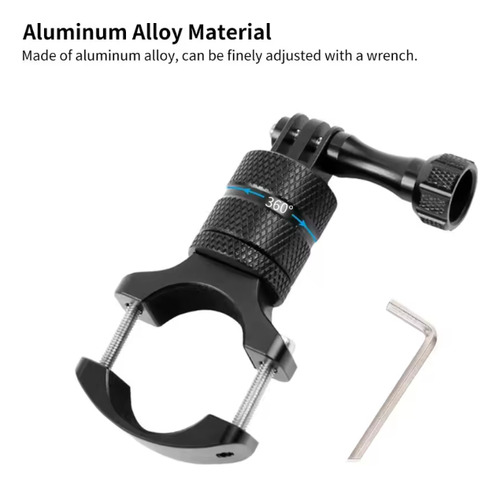 Soporte Manillar 360° Aluminio Bici Para Gopro 13 12 11 10 9 Negro