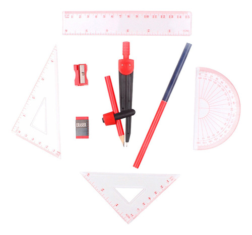 Set De Geometría De 8 Piezas Con Brújula, Reglas, Transporta