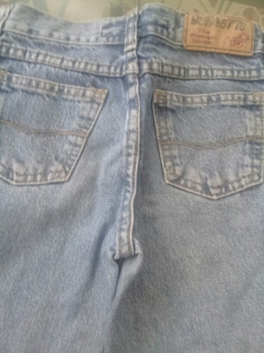 Jeans Azul Denim Con Bordado Flores. Talle 8. Oxford. Usado