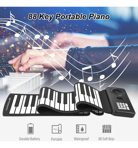 Teclado Electrónico Portátil Práctica De Piano De 88 Teclas