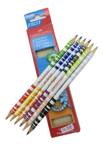 Lápices  Faber Castell X 6 Piezas Bicolor/12 Colores D/punta