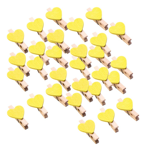 30pcs Mini Clavija De Papel Fotográfico De Madera Amarillo