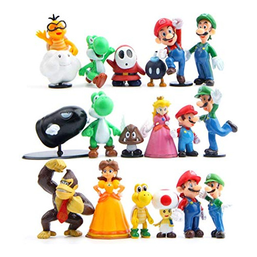 Figura De Accion - 18pcs - Set Piece Super Mario Bros Super 