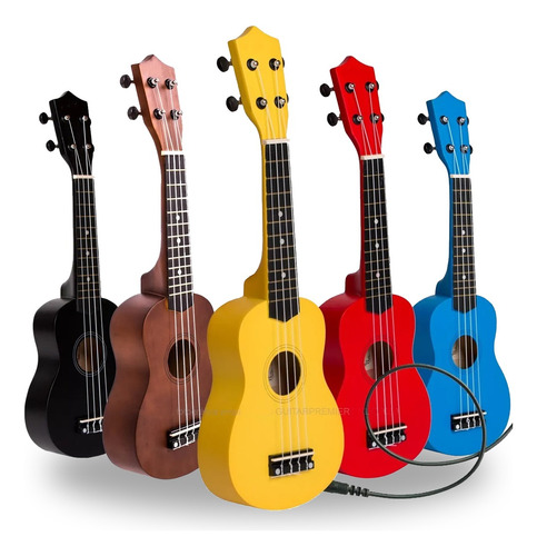 Ukelele Electroacustico Soprano Superior + Funda Pua Colores