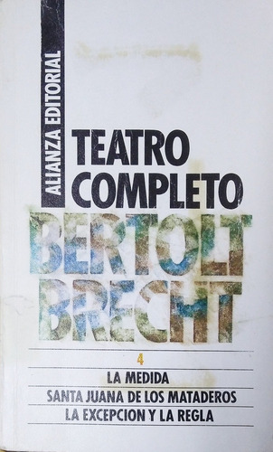 Teatro Completo Bertolt Brecht Tomo 4