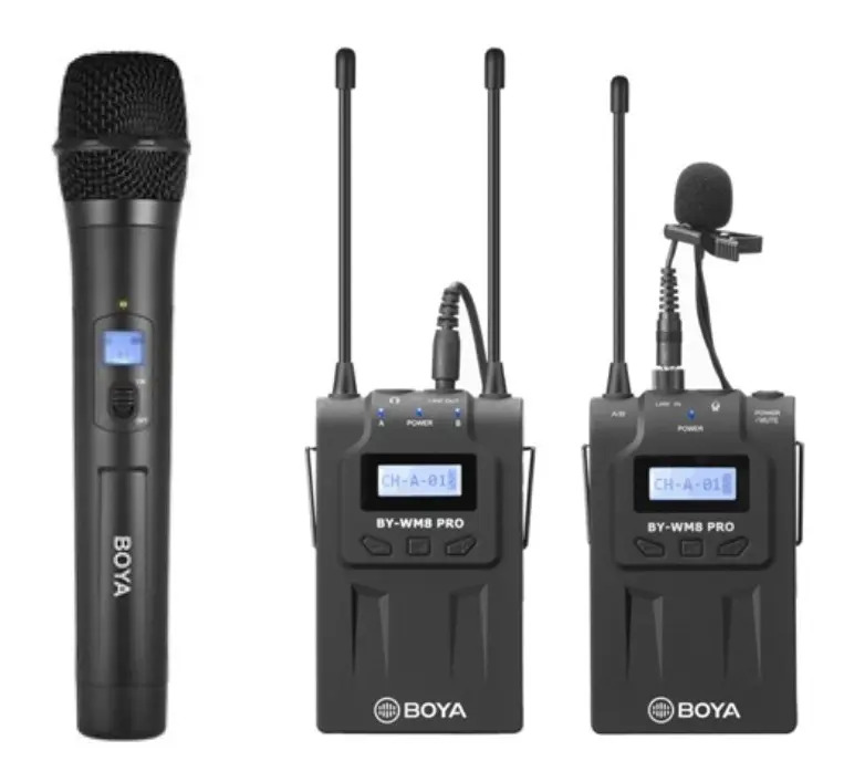 Kit Microfone Lapela Sem Fio + Microfone De Mão Sem Fio Cor Preto