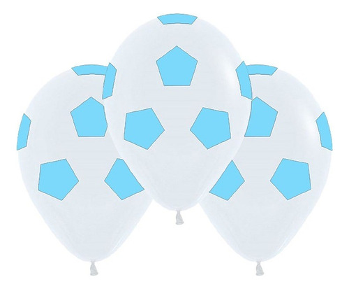 Globo Fútbol Celeste Y Blanco 12 Pulgadas X 12 Unidades