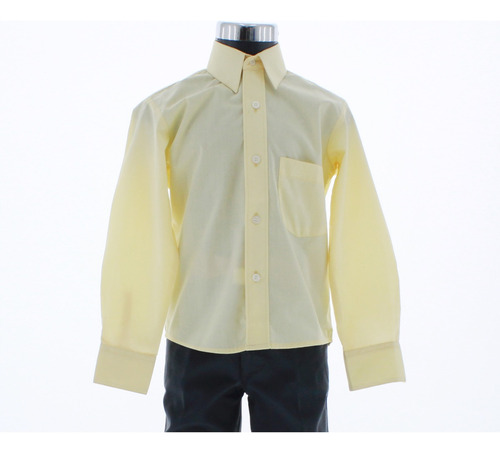 Camisa De Vestir Niño Color Amarillo Paja Manga Larga 2 A 18