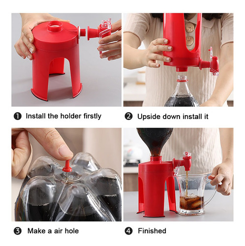 Dispensador De Refresco Despachador De Botella Agua Refill Rojo