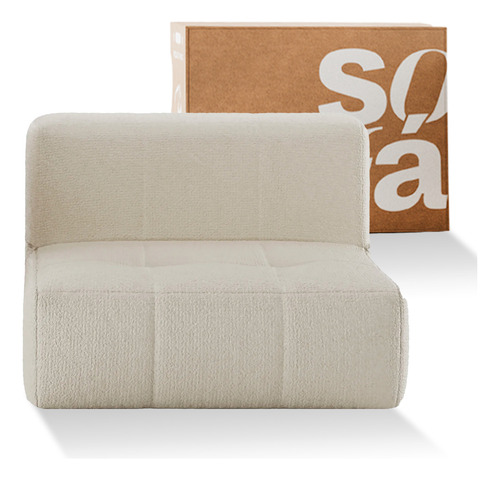 Sofá Na Caixa Modular 1 Lugar Poltrona Em Boucle Cor Bege Desenho do tecido Big freshness