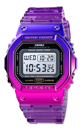 Reloj Skmei Mujer Acuático Con Luz Y Calendario Color Morado