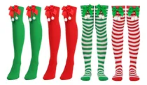 Comprar 4 Pares De Calcetas Navideñas De Medias Largas Para Mujers