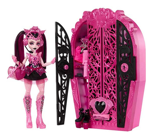 Monster High Draculaura + Boneca C/ Guarda Roupa 20 Itens