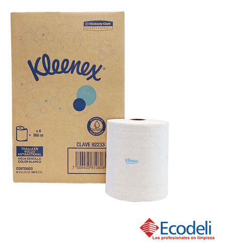 Toalla En Rollo Para Manos Kleenex Antibacterial, Caja Con 6